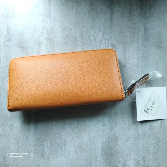 Vegan Ruby Blue Couture Autumn Colors Silver Studded Boho Zip-Around Wallet NWT - Picture 4 of 6